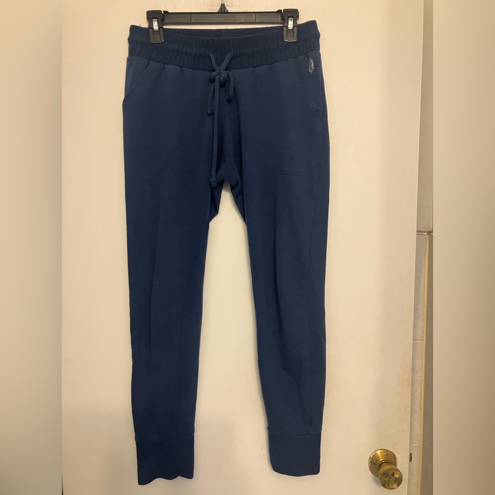 Free people movement Sunny Skinny Joggers +pockets drawstring closure blue small